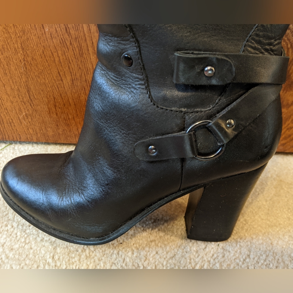 Black Leather Tahari Knee High Boots